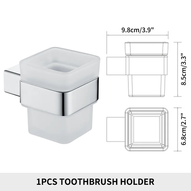 Accessoires de Salle de Bain en Acier Inoxydable - Set Étagère & Crochets