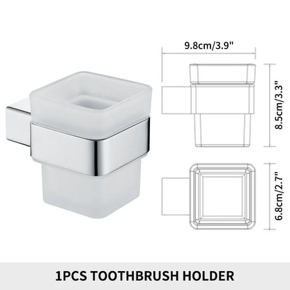 Accessoires de Salle de Bain en Acier Inoxydable - Set Étagère & Crochets