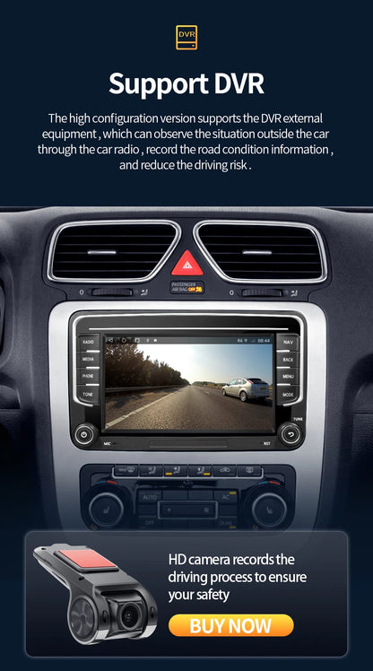 Autoradio GPS Android 13 pour VW, Skoda, Golf, Passat - 2Din