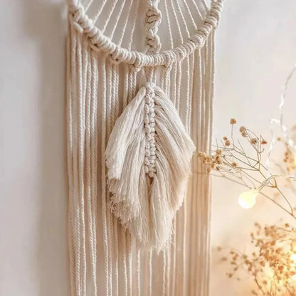 Macramé mural lune pour chambre d'enfant - Décor bohème nordique