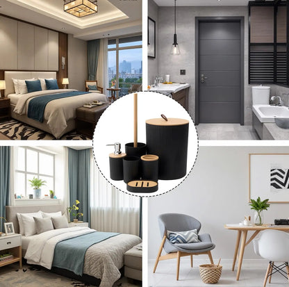 Ensemble de salle de bain moderne : porte-brosse, poubelle & plus