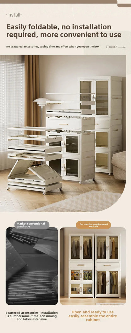 Armoire de rangement pliable multifonction pour vêtements et maison