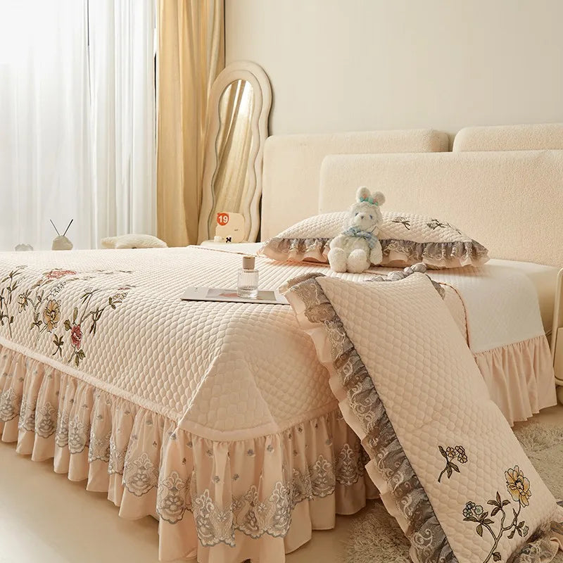 Ensemble de couvre-lit d'été brodé chic - léger et doux, 1 à 3 pièces