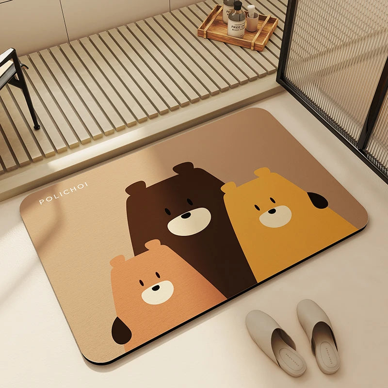 Tapis de Bain en Diatomite Antidérapant - Séchage Rapide & Lavable