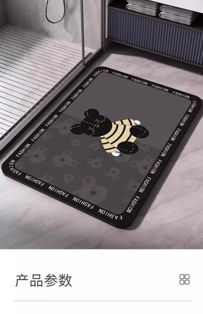 Tapis de Bain en Diatomite Antidérapant - Séchage Rapide & Lavable