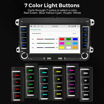 Autoradio Android 7" GPS Carplay pour VW, Seat, Audi - 2Din