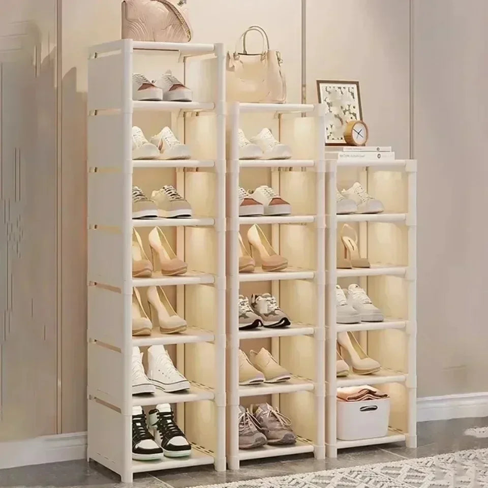 Étagère à chaussures empilable en angle, gain de place et pratique