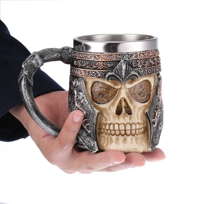 Tasse Viking en Bois Isolée - Baril Double Paroi en Métal