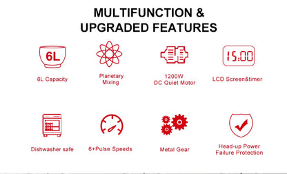 Mélangeur BioloMix 1200W 6L - Moteur Silencieux, 6 Vitesses