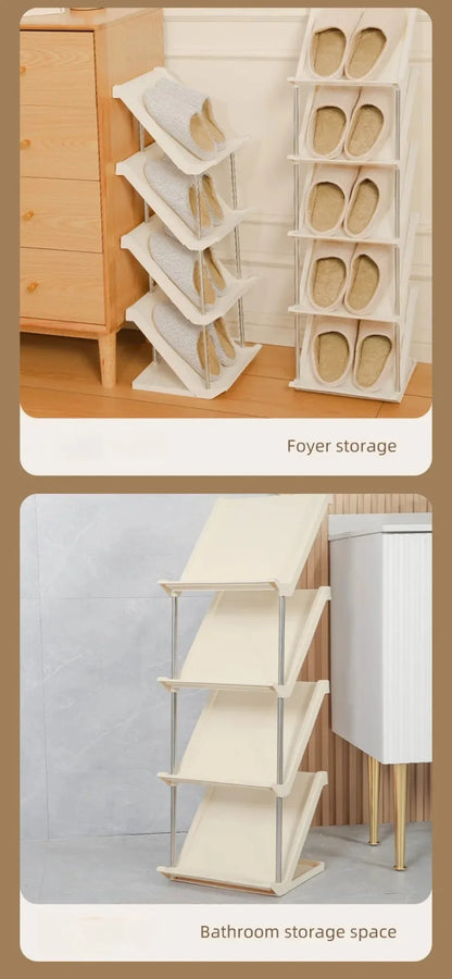 Étagère à chaussures empilable étroite pour un rangement optimal