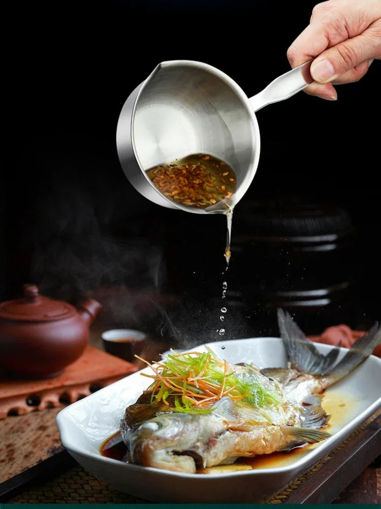 Marmite en inox avec manche en bois - Casserole épaisse 1PC