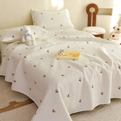 Ensemble Couvre-lit Matelassé Chic en Coton - 3 Pièces avec Taies