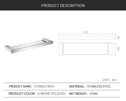 Accessoires de Salle de Bain en Acier Inoxydable - Set Étagère & Crochets