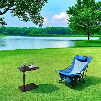 Table à Hauteur Réglable en Bois - Table d'Appoint Portable Intérieur/Extérieur