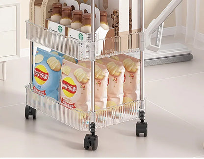 Chariot de Rangement Transparent 2/3/4 Niveaux - Étagère à Snacks Luxe