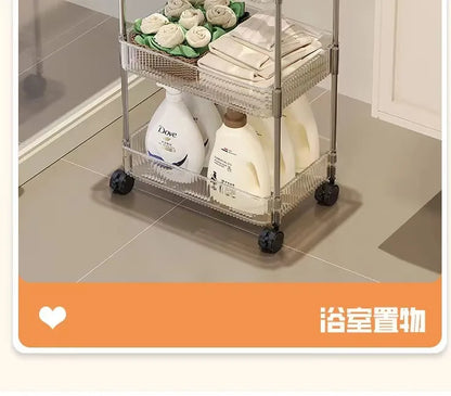 Chariot de Rangement Transparent 2/3/4 Niveaux - Étagère à Snacks Luxe