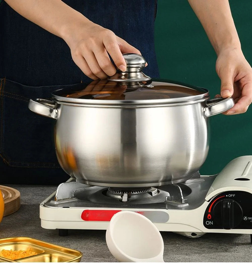 Marmite en inox avec couvercle en verre – Idéale pour soupes & sauces