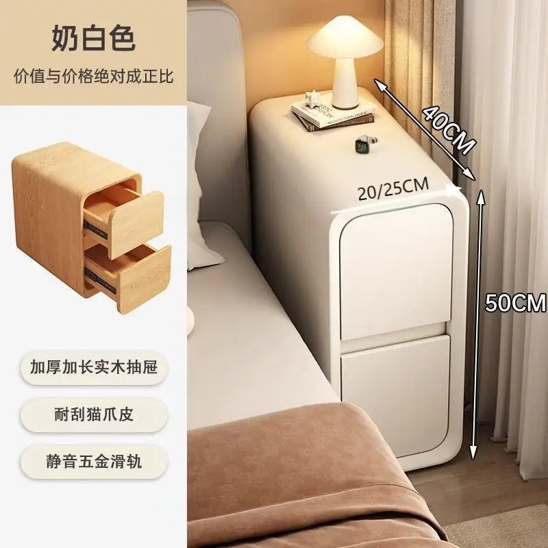 Table de chevet en bois massif avec 2 tiroirs - Design minimaliste