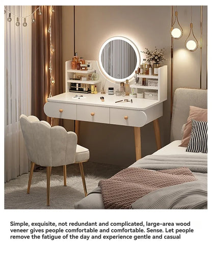 Coiffeuse moderne avec miroir et rangement, petite et élégante