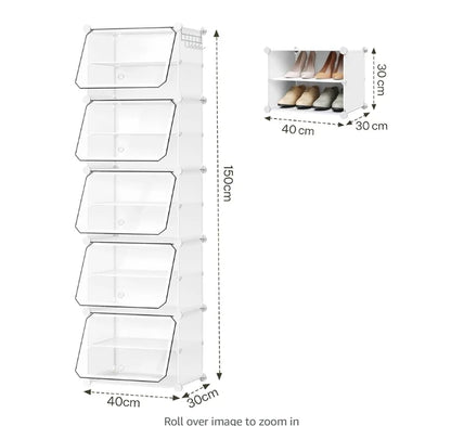 Armoire à chaussures pliable en PP transparent - Organisateur modulaire