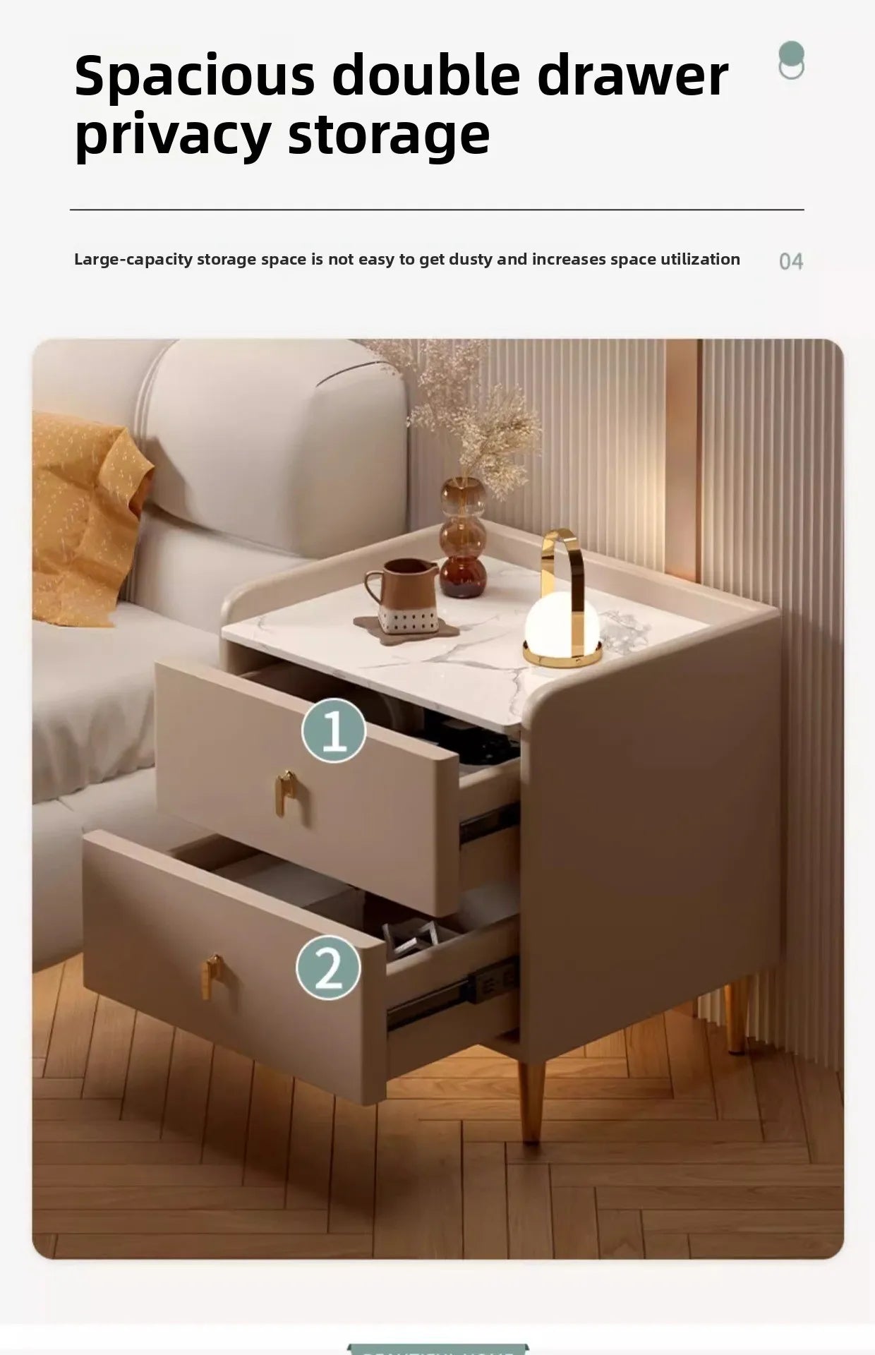 Table de chevet multifonctionnelle avec 3 tiroirs pour chambre