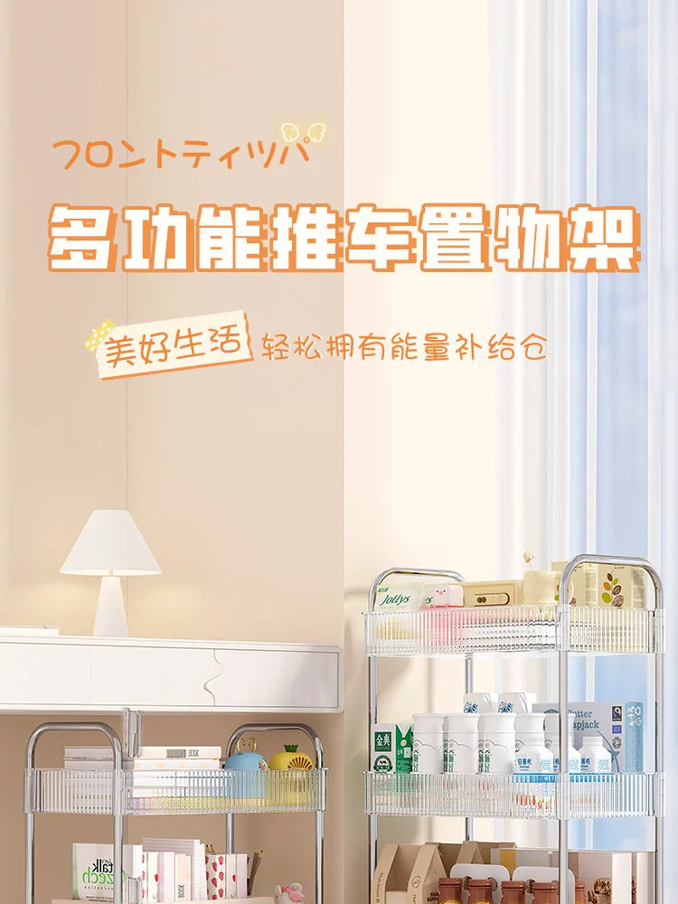 Chariot de Rangement Transparent 2/3/4 Niveaux - Étagère à Snacks Luxe