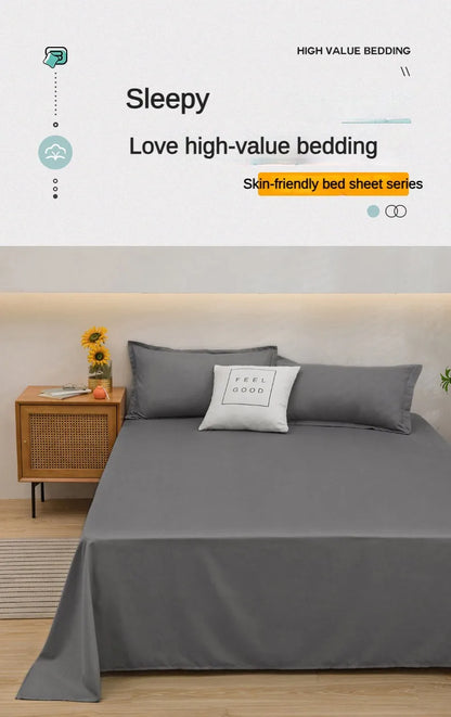 Drap Plat Doux Uni pour Lit Double - Confort et Élégance