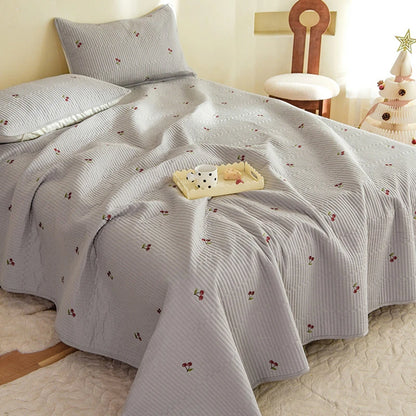 Ensemble Couvre-lit Matelassé Chic en Coton - 3 Pièces avec Taies