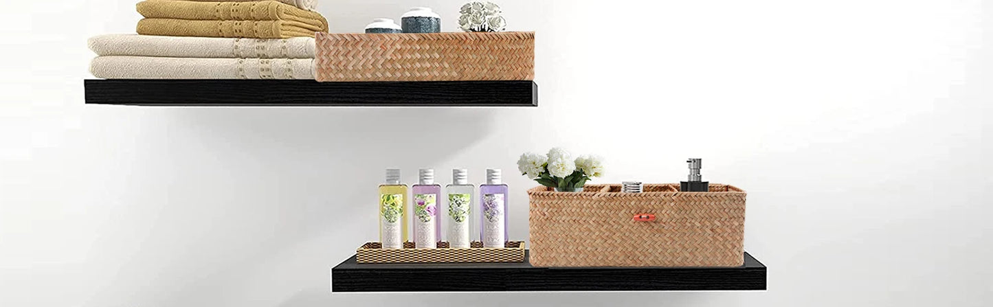 Panier de rangement tissé à la main avec couvercle - Organisateur élégant