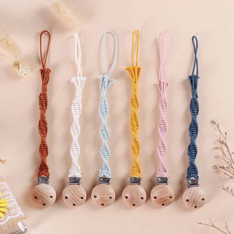 Porte-tétine en macramé et chanvre pour bébé - Tétine en coton artisanale