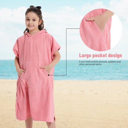Robe de bain enfants avec capuche - Poncho de plage absorbant