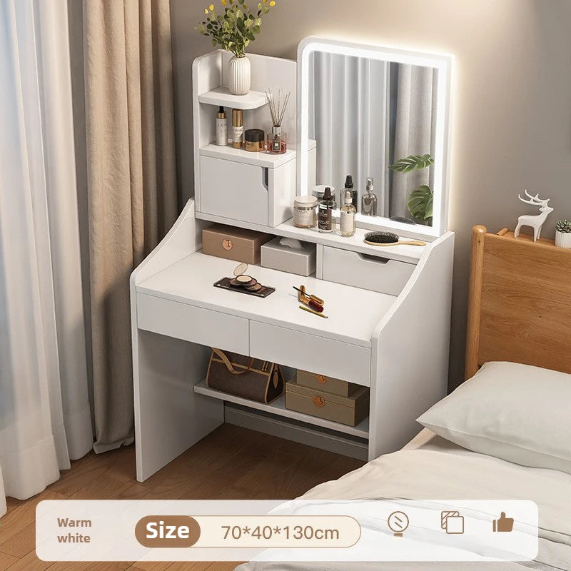 Commode avec Miroir : Table de Maquillage Rangement Petit Appartement