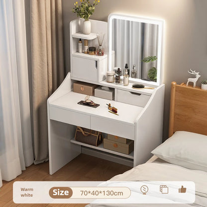 Commode avec Miroir : Table de Maquillage Rangement Petit Appartement