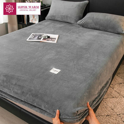 WOSTAR - Drap-housse en peluche douce, luxe pour couple d'hiver