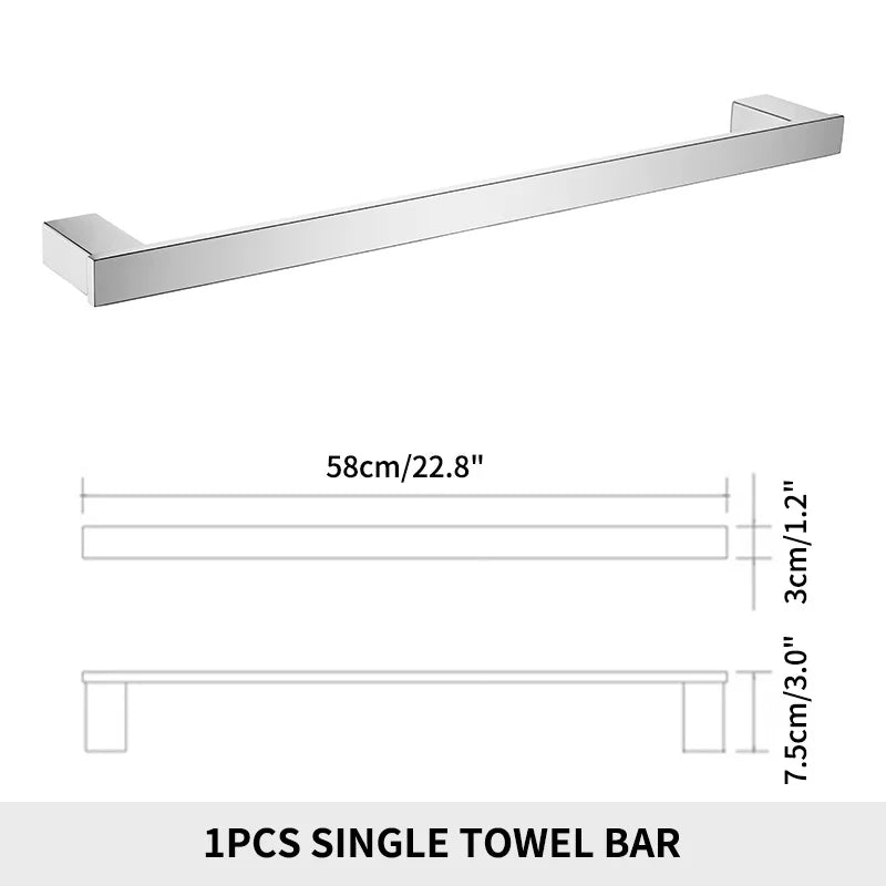 Accessoires de Salle de Bain en Acier Inoxydable - Set Étagère & Crochets