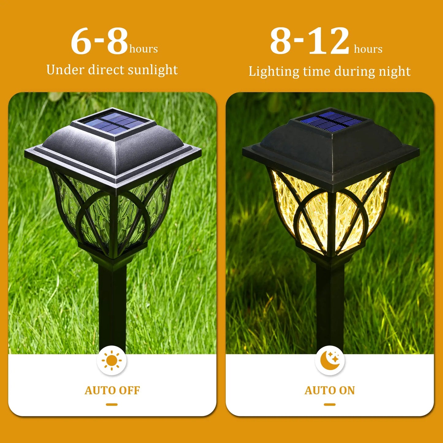 Lumières solaires LED étanches pour jardin - 2 pièces chaudes