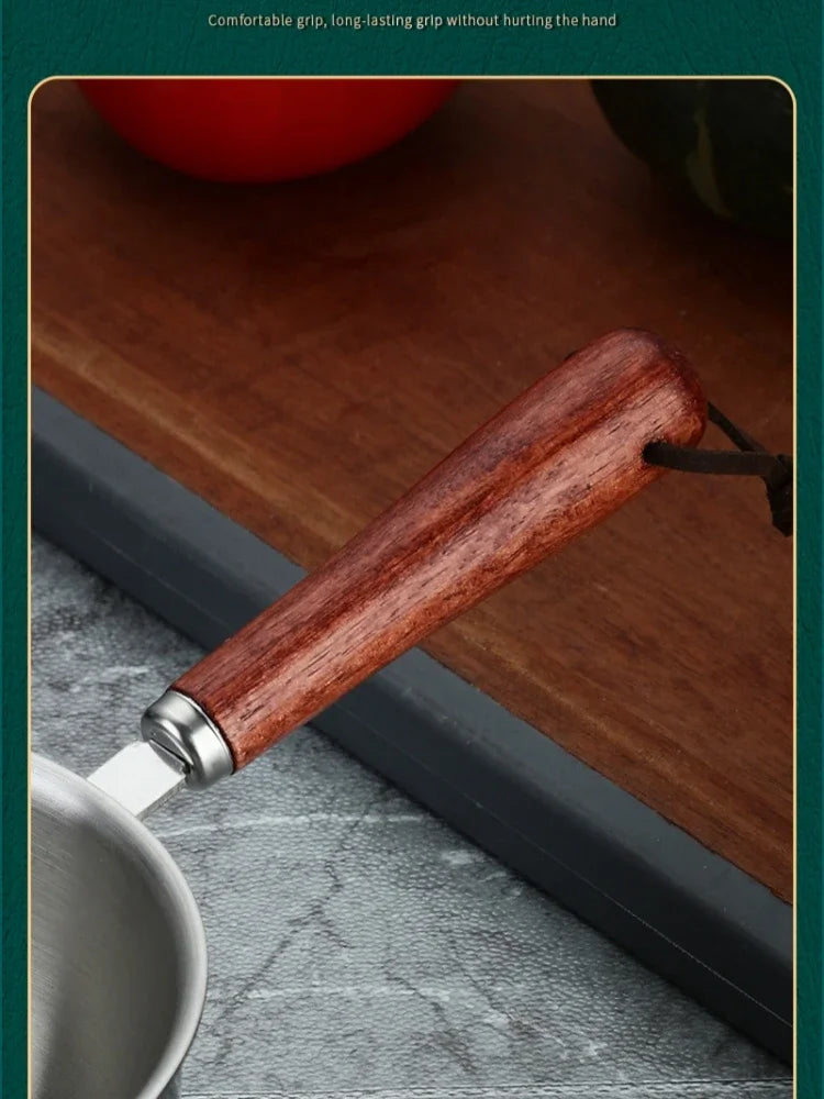 Marmite en inox avec manche en bois - Casserole épaisse 1PC