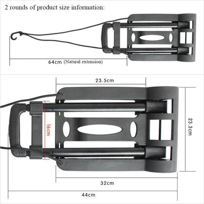 Chariot de courses pliable 2/4 roues avec tige de traction