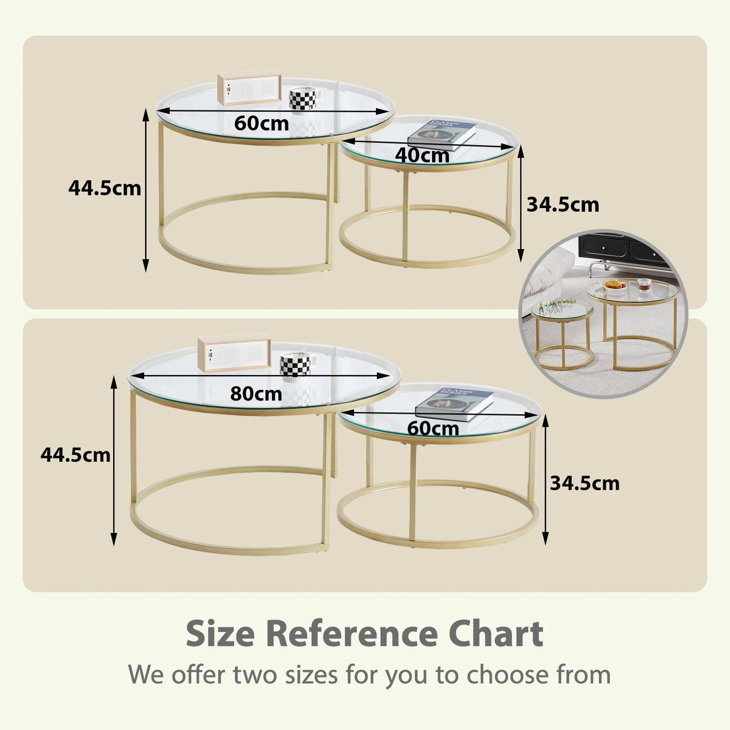 Table d'Appoint Ronde en Marbre Nordique - Luxe 60cm/80cm