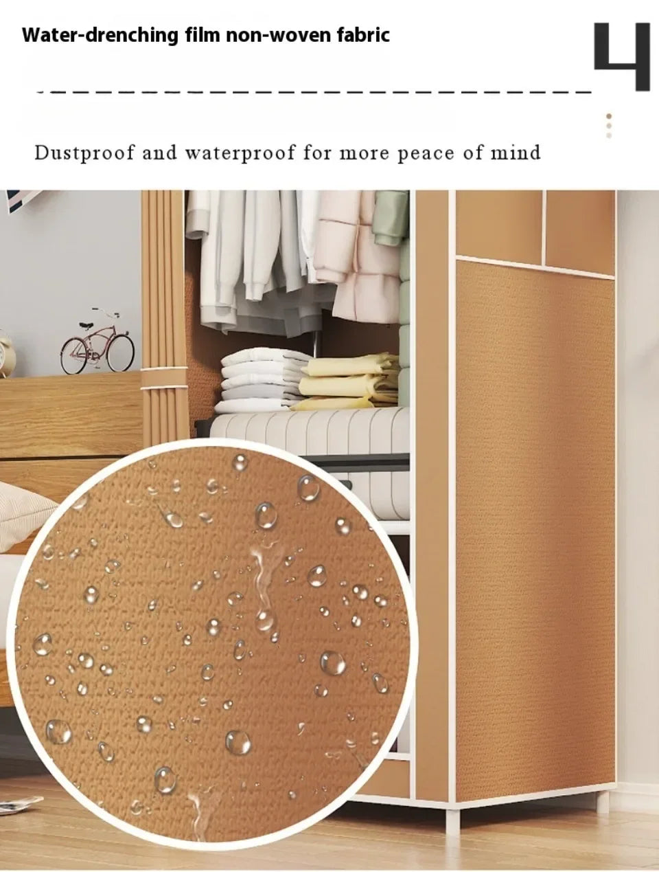 Armoire pliable en tissu minimaliste pour rangement de vêtements