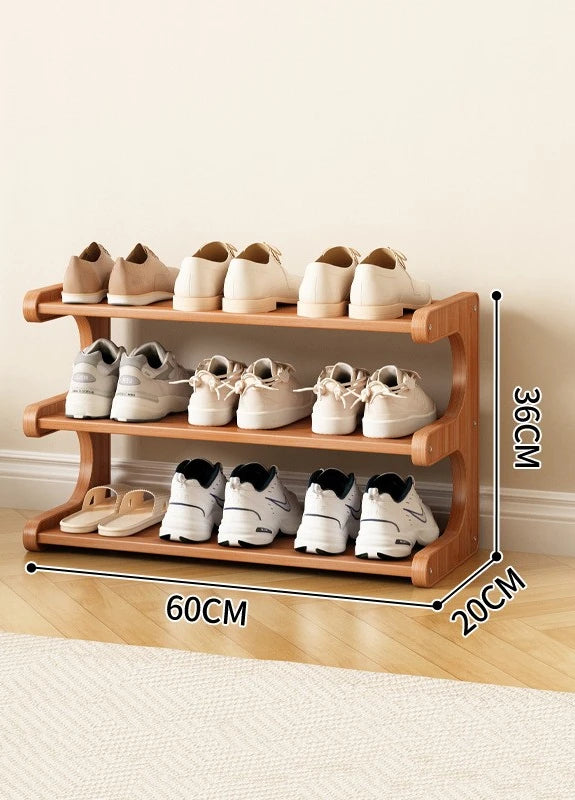 Étagère à chaussures en bois multi-niveaux pour rangement pratique