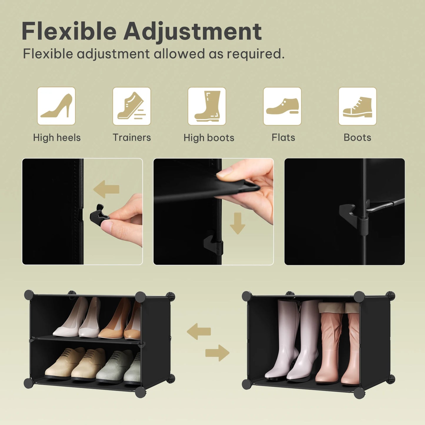 Armoire à chaussures pliable en PP transparent - Organisateur modulaire