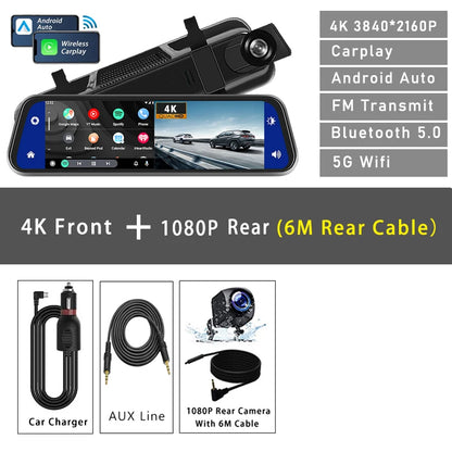 Dashcam 4K 3840P avec Carplay, GPS et WiFi - Caméra Voiture