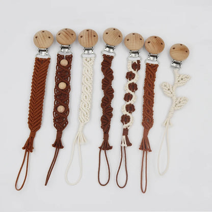 Porte-tétine en macramé et chanvre pour bébé - Tétine en coton artisanale