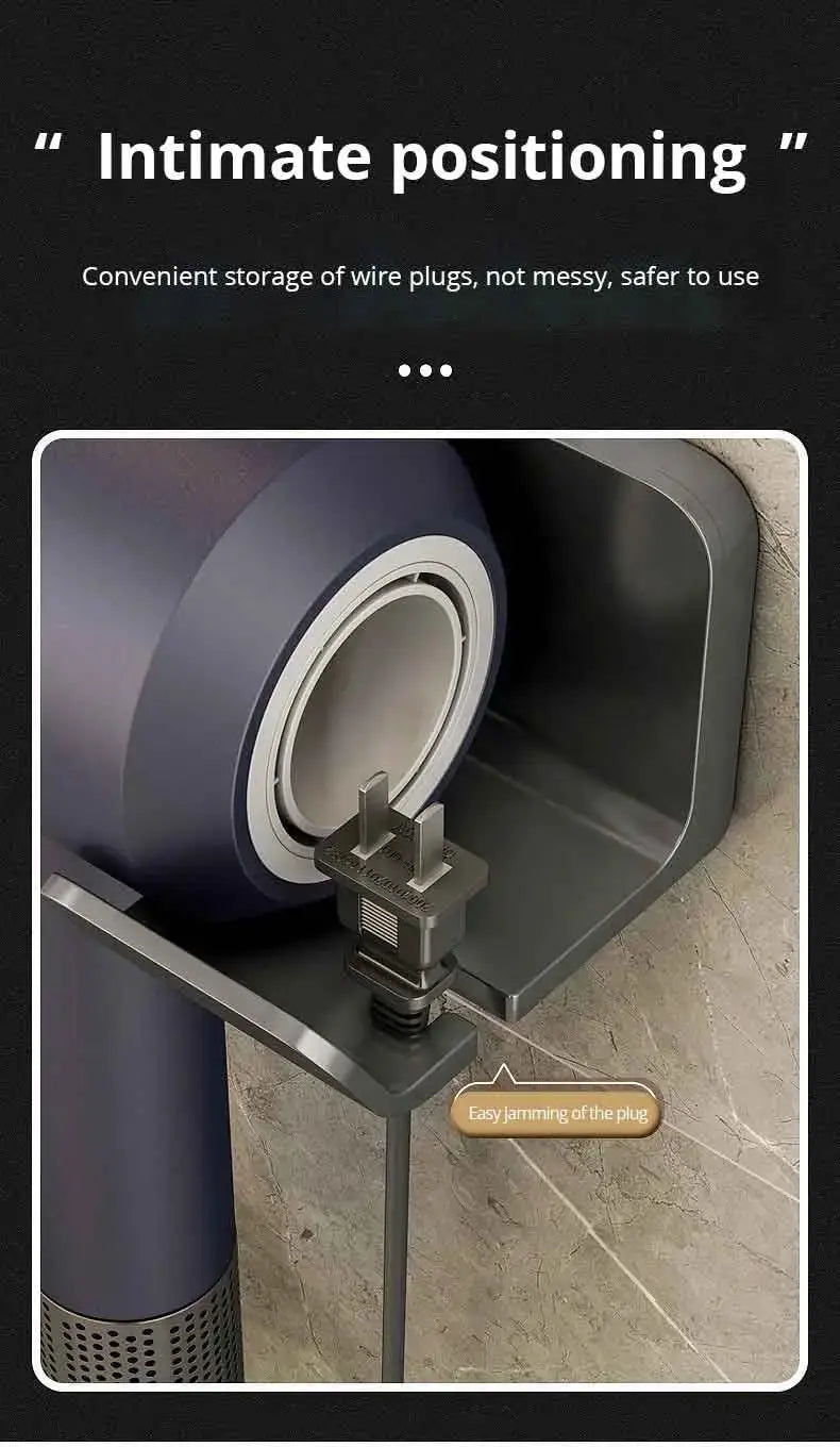 Sèche-Cheveux Mur Monté - Rack de Stockage Sans Poinçonnage