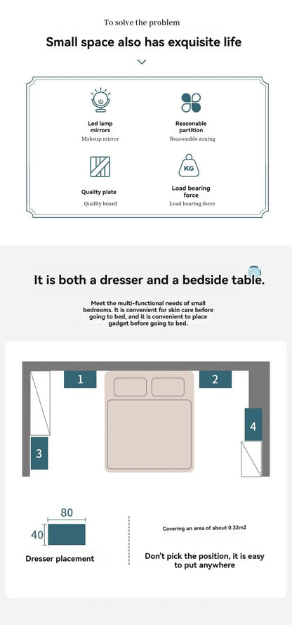 Coiffeuse de luxe légère style chinois - Bureau maquillage compact