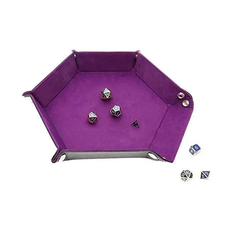 Plateau à dés hexagonal en cuir avec boîte de rangement pratique