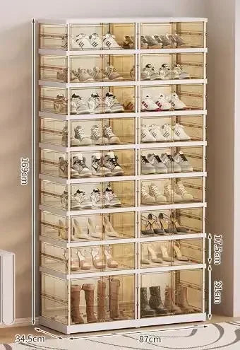 Boîte de rangement à chaussures pliable en plastique transparente