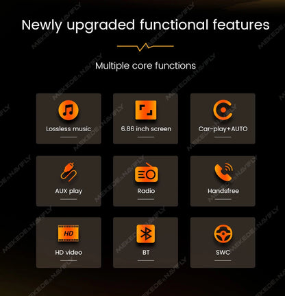 Autoradio 1Din sans fil CarPlay & Android Auto - Écran 6.86'' HD