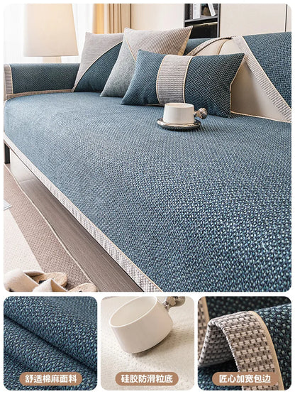 Coussin en coton et lin tissé antidérapant pour canapé - Housse 2024